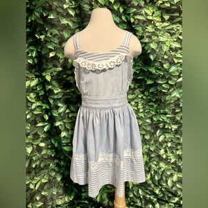 Vintage 50s JEAN DURAIN Hollywood Child’s Dress Light Blue Cotton Button 5/6